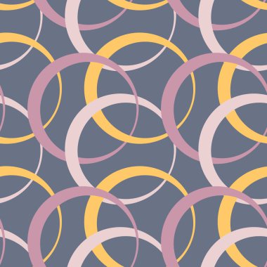 Kare arkaplandaki resimsiz desen - halkalar renklidir. Tasarım elemanı. Duvar kağıtları, tekstil, ambalaj, bir web sitesi için arka plan, mobil uygulama veya blog. Soyutlama. Geometri, minimalizm