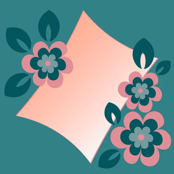 Ilustrace Čtvercovém Pozadí Stylizovaná Pohlednice Nebo Banner Pro Nápis Květinami — Stockový vektor