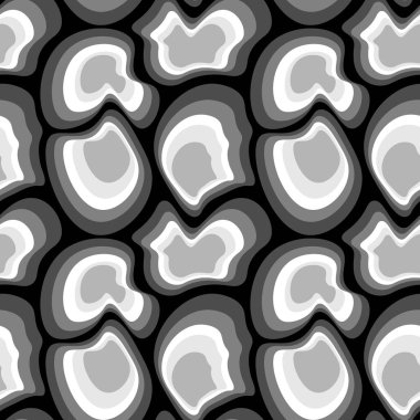 Kare arkaplandaki çizimsiz desen - asimetrik fantezi noktaları - moleküller, taşlar veya hayvan soyutlamasının kabuğu. Tasarım elemanı. Duvar kağıtları, tekstil, ambalaj, bir web sitesi için arka plan, mobil uygulama veya blog.