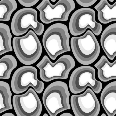 Kare arkaplandaki çizimsiz desen - asimetrik fantezi noktaları - moleküller, taşlar veya hayvan soyutlamasının kabuğu. Tasarım elemanı. Duvar kağıtları, tekstil, ambalaj, bir web sitesi için arka plan, mobil uygulama veya blog.