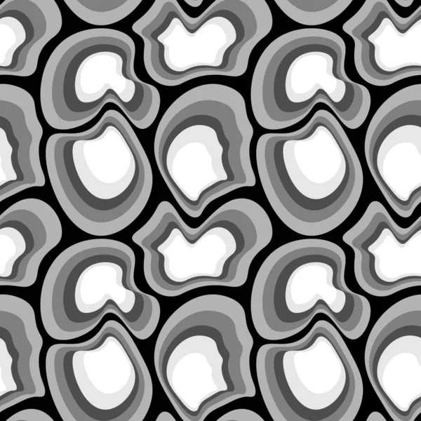 Kare arkaplandaki çizimsiz desen - asimetrik fantezi noktaları - moleküller, taşlar veya hayvan soyutlamasının kabuğu. Tasarım elemanı. Duvar kağıtları, tekstil, ambalaj, bir web sitesi için arka plan, mobil uygulama veya blog.