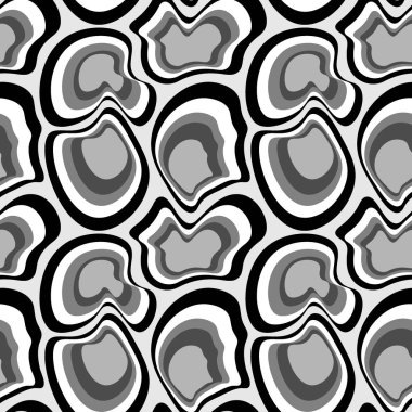 Kare arkaplandaki çizimsiz desen - asimetrik fantezi noktaları - moleküller, taşlar veya hayvan soyutlamasının kabuğu. Tasarım elemanı. Duvar kağıtları, tekstil, ambalaj, bir web sitesi için arka plan, mobil uygulama veya blog.