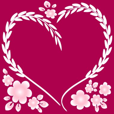 Kare arkaplanda resim deseni - çerçeve - kalp ve çiçekler - Sevgililer Günü için kartpostal, Aziz Valentine. Kitapların, defterlerin, kartpostalların, iç malzemelerin dizayn unsurları. Hediye, aşk, bahar, bitkiler, monokrom, minimalizm, grafikler