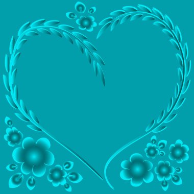 Kare arkaplanda resim deseni - çerçeve - kalp ve çiçekler - Sevgililer Günü için kartpostal, Aziz Valentine. Kitapların, defterlerin, kartpostalların, iç malzemelerin dizayn unsurları. Hediye, aşk, bahar, bitkiler, monokrom, minimalizm, grafikler