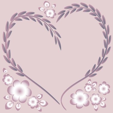 Kare arkaplanda resim deseni - çerçeve - kalp ve çiçekler - Sevgililer Günü için kartpostal, Aziz Valentine. Kitapların, defterlerin, kartpostalların, iç malzemelerin dizayn unsurları. Hediye, aşk, bahar, bitkiler, monokrom, minimalizm, grafikler