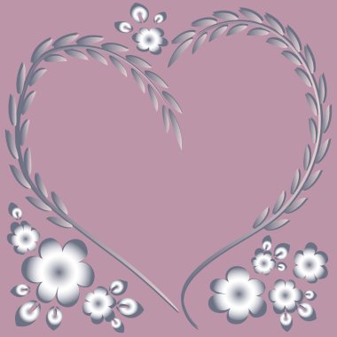 Kare arkaplanda resim deseni - çerçeve - kalp ve çiçekler - Sevgililer Günü için kartpostal, Aziz Valentine. Kitapların, defterlerin, kartpostalların, iç malzemelerin dizayn unsurları. Hediye, aşk, bahar, bitkiler, monokrom, minimalizm, grafikler