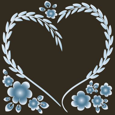 Kare arkaplanda resim deseni - çerçeve - kalp ve çiçekler - Sevgililer Günü için kartpostal, Aziz Valentine. Kitapların, defterlerin, kartpostalların, iç malzemelerin dizayn unsurları. Hediye, aşk, bahar, bitkiler, monokrom, minimalizm, grafikler