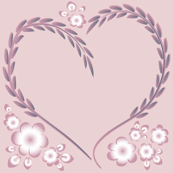 Illustrationsmuster Auf Quadratischem Hintergrund Rahmen Herz Und Blumen Postkarte Zum — Stockvektor