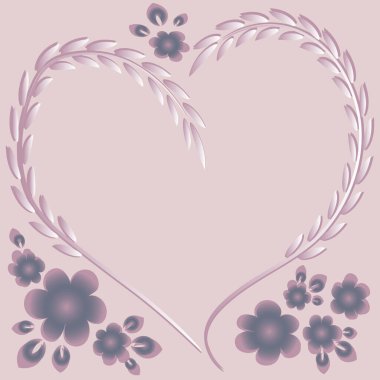 Kare arkaplanda resim deseni - çerçeve - kalp ve çiçekler - Sevgililer Günü için kartpostal, Aziz Valentine. Kitapların, defterlerin, kartpostalların, iç malzemelerin dizayn unsurları. Hediye, aşk, bahar, bitkiler, monokrom, minimalizm, grafikler