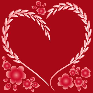 Kare arkaplanda resim deseni - çerçeve - kalp ve çiçekler - Sevgililer Günü için kartpostal, Aziz Valentine. Kitapların, defterlerin, kartpostalların, iç malzemelerin dizayn unsurları. Hediye, aşk, bahar, bitkiler, monokrom, minimalizm, grafikler