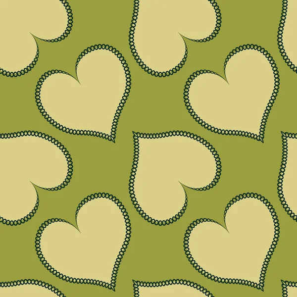 Illustration Seamless Pattern Square Background Hearts Made Fabric Patchwork Sewing — Vettoriale Stock