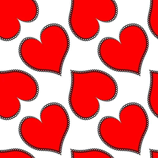 Illustration Seamless Pattern Square Background Hearts Made Fabric Patchwork Sewing —  Vetores de Stock