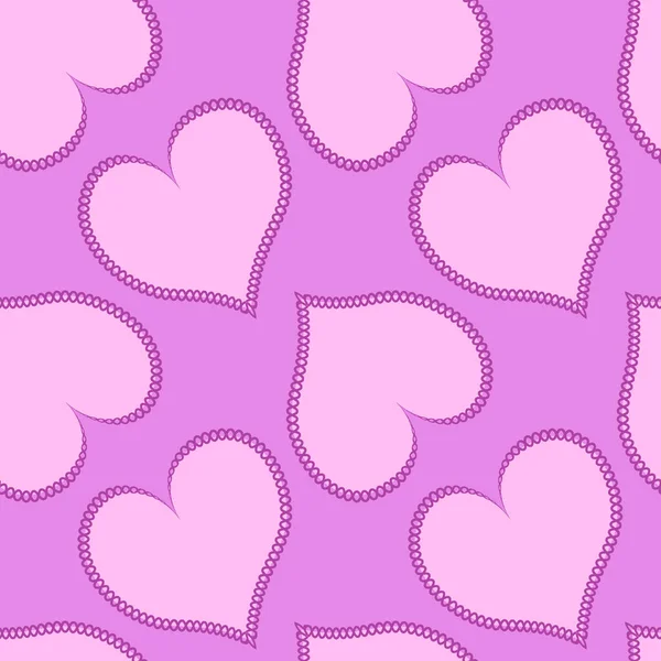 Illustration Seamless Pattern Square Background Hearts Made Fabric Patchwork Sewing — 图库矢量图片