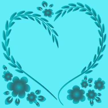 Kare arkaplanda resim deseni - çerçeve - kalp ve çiçekler - Sevgililer Günü için kartpostal, Aziz Valentine. Kitapların, defterlerin, kartpostalların, iç malzemelerin dizayn unsurları. Hediye, aşk, bahar, bitkiler, monokrom, minimalizm, grafikler