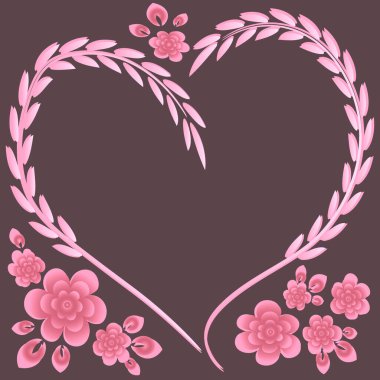 Kare arkaplanda resim deseni - çerçeve - kalp ve çiçekler - Sevgililer Günü için kartpostal, Aziz Valentine. Kitapların, defterlerin, kartpostalların, iç malzemelerin dizayn unsurları. Hediye, aşk, bahar, bitkiler, monokrom, minimalizm, grafikler