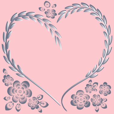 Kare arkaplanda resim deseni - çerçeve - kalp ve çiçekler - Sevgililer Günü için kartpostal, Aziz Valentine. Kitapların, defterlerin, kartpostalların, iç malzemelerin dizayn unsurları. Hediye, aşk, bahar, bitkiler, monokrom, minimalizm, grafikler