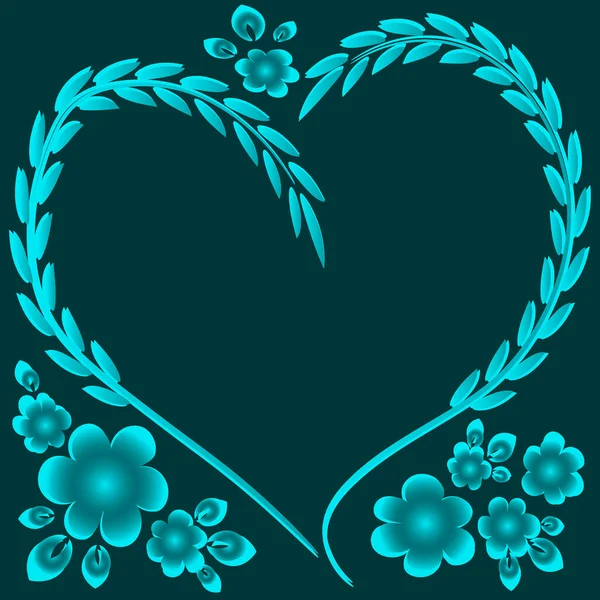 Kare arkaplanda resim deseni - çerçeve - kalp ve çiçekler - Sevgililer Günü için kartpostal, Aziz Valentine. Kitapların, defterlerin, kartpostalların, iç malzemelerin dizayn unsurları. Hediye, aşk, bahar, bitkiler, monokrom, minimalizm, grafikler