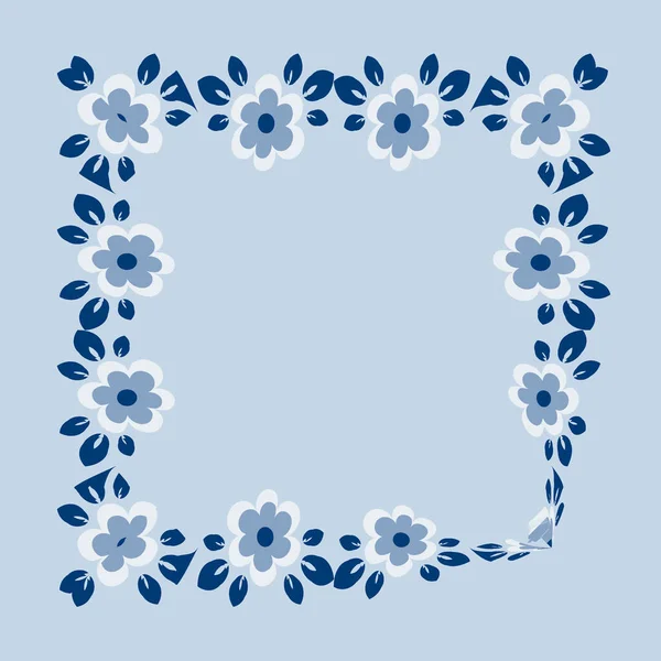 Illustration Auf Quadratischem Hintergrund Fliese Oder Taschentuch Blumenrahmen Quadrat Gestaltungselemente — Stockvektor