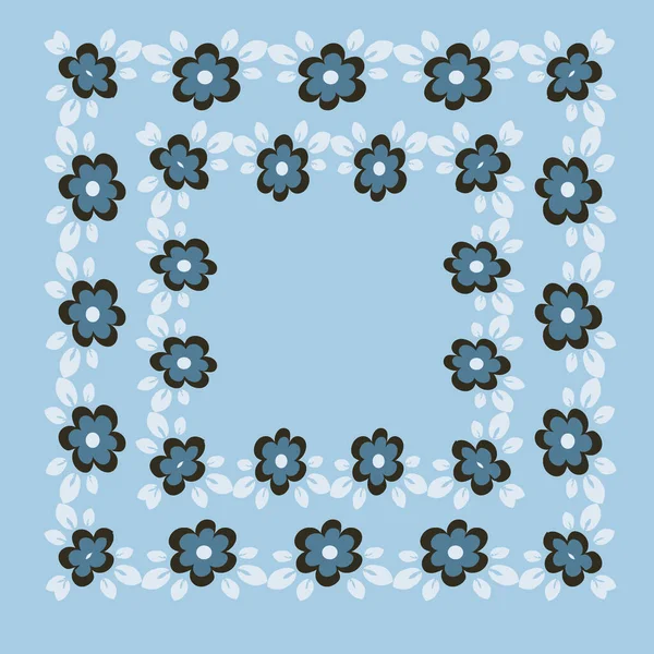 Illustration Square Background Tile Handkerchief Frame Flowers Square Design Element — Stock Vector