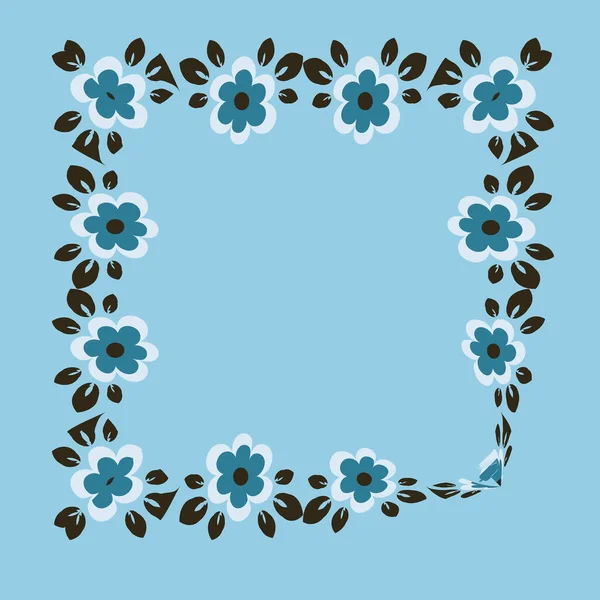Illustration Square Background Tile Handkerchief Frame Flowers Square Design Element — Stockvektor