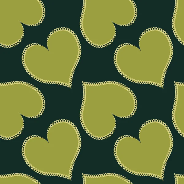 Illustration Seamless Pattern Square Background Hearts Made Fabric Patchwork Sewing — Vettoriale Stock