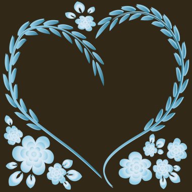 Kare arkaplanda resim deseni - çerçeve - kalp ve çiçekler - Sevgililer Günü için kartpostal, Aziz Valentine. Kitapların, defterlerin, kartpostalların, iç malzemelerin dizayn unsurları. Hediye, aşk, bahar, bitkiler, monokrom, minimalizm, grafikler