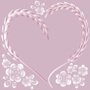 Kare arkaplanda resim deseni - çerçeve - kalp ve çiçekler - Sevgililer Günü için kartpostal, Aziz Valentine. Kitapların, defterlerin, kartpostalların, iç malzemelerin dizayn unsurları. Hediye, aşk, bahar, bitkiler, monokrom, minimalizm, grafikler