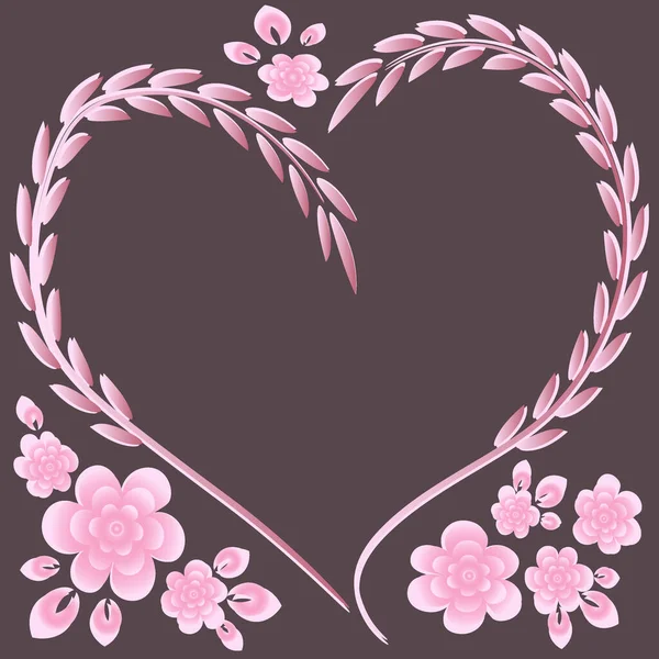 Illustrationsmuster Auf Quadratischem Hintergrund Rahmen Herz Und Blumen Postkarte Zum — Stockvektor