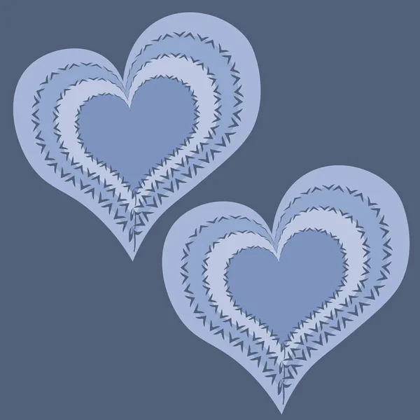 Illustration Square Background Cold Hearts Two Abstract Hearts Frost Graphics — Vetor de Stock