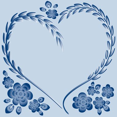 Kare arkaplanda resim deseni - çerçeve - kalp ve çiçekler - Sevgililer Günü için kartpostal, Aziz Valentine. Kitapların, defterlerin, kartpostalların, iç malzemelerin dizayn unsurları. Hediye, aşk, bahar, bitkiler, monokrom, minimalizm, grafikler