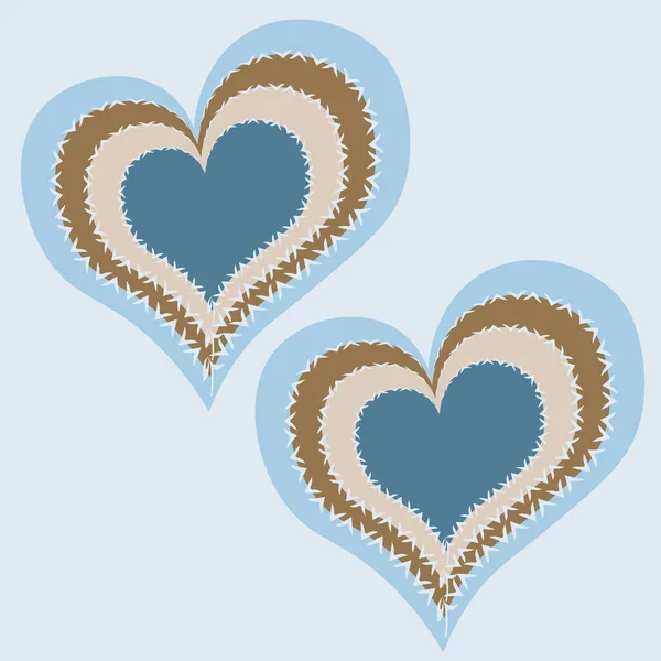 Иллюстрация Квадратном Фоне Холодные Сердца Два Абстрактных Сердца Морозе Графика — стоковый вектор