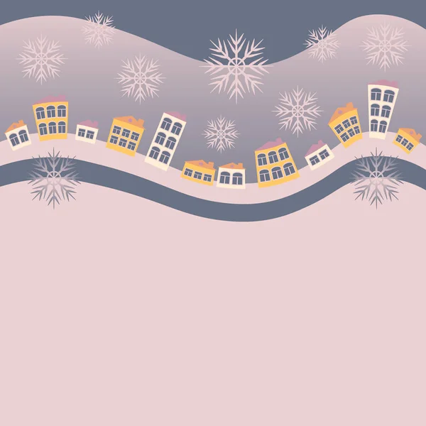 Illustration Square Background Website Cap Postcard Book Winter Village Houses — Wektor stockowy