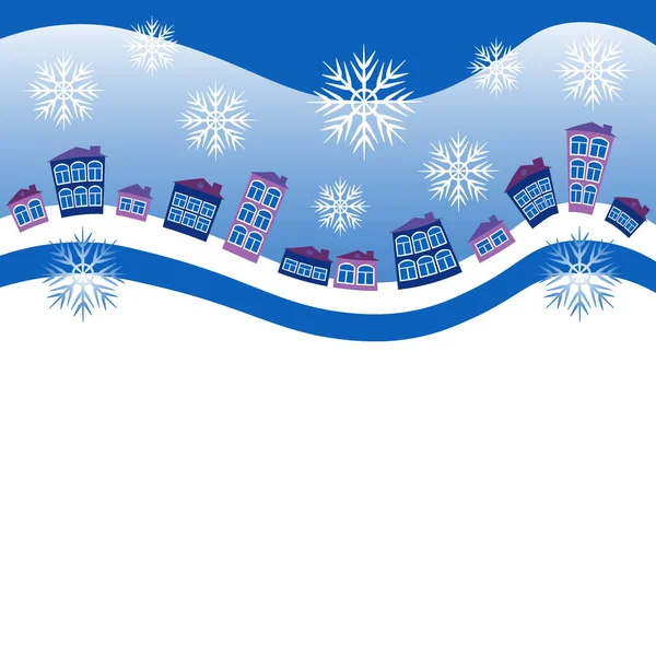 Illustration Square Background Website Cap Postcard Book Winter Village Houses — Wektor stockowy