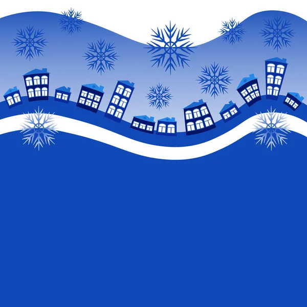 Illustration Square Background Website Cap Postcard Book Winter Village Houses — Wektor stockowy