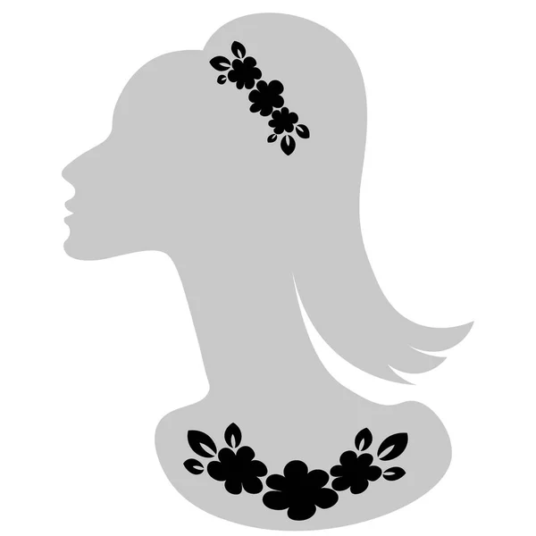 Εικονογράφηση Τετράγωνο Φόντο Ένα Κομψό Γυναικείο Κεφάλι Στο Προφίλ Κοσμήματα — Διανυσματικό Αρχείο