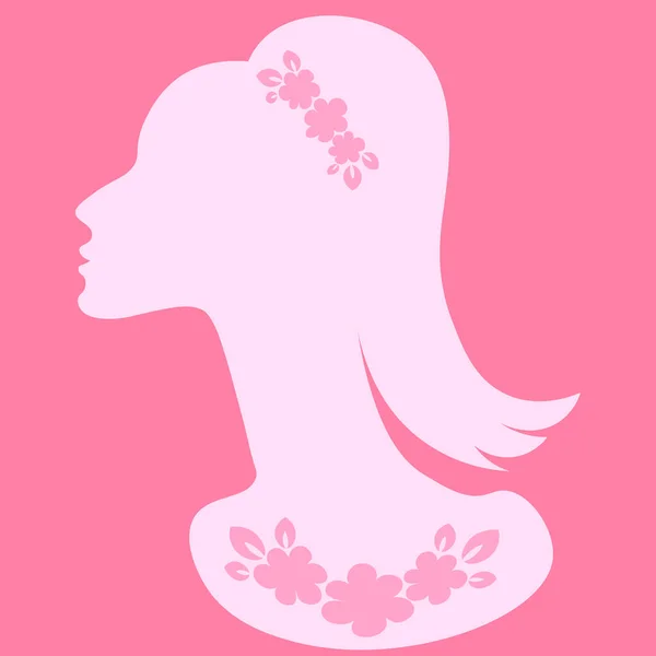 Illustration Auf Quadratischem Hintergrund Ein Eleganter Frauenkopf Profil Mit Schmuck — Stockvektor