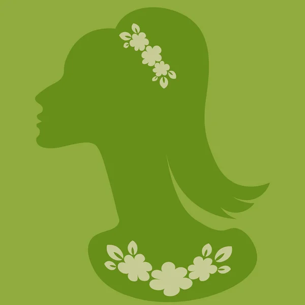 Illustration Square Background Elegant Female Head Profile Jewelry Banner Advertising — стоковый вектор