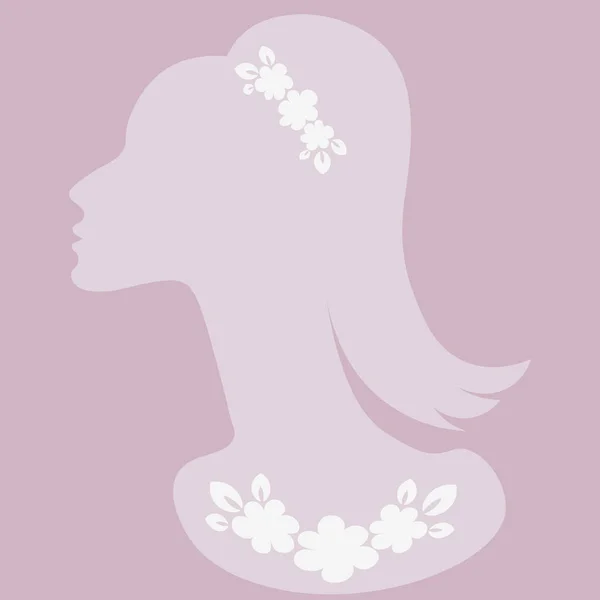 Illustration Auf Quadratischem Hintergrund Ein Eleganter Frauenkopf Profil Mit Schmuck — Stockvektor