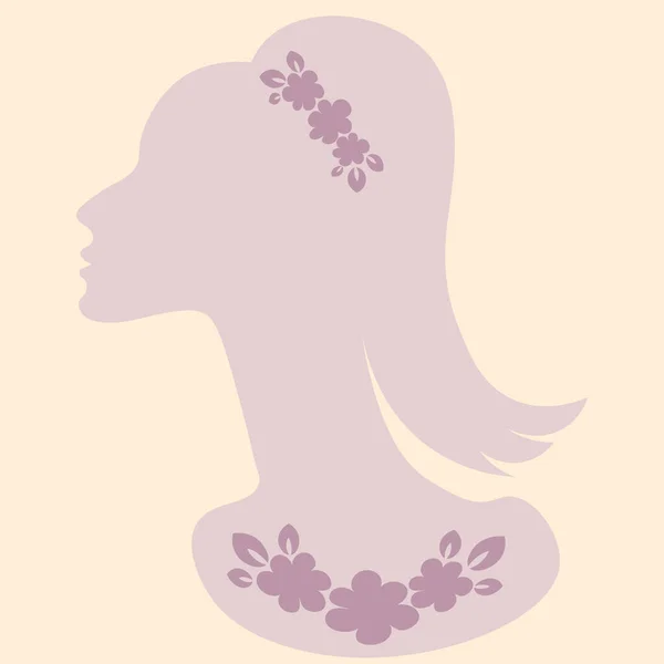 Illustration Square Background Elegant Female Head Profile Jewelry Banner Advertising — 图库矢量图片