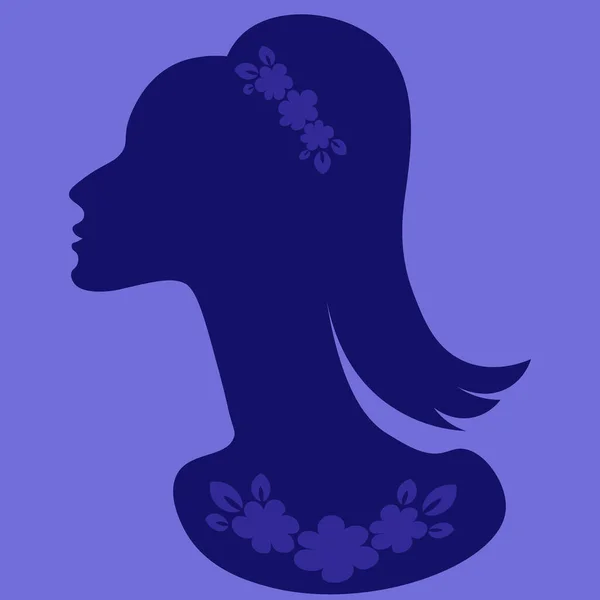 Illustration Fyrkantig Bakgrund Ett Elegant Kvinnligt Huvud Profil Med Smycken — Stock vektor