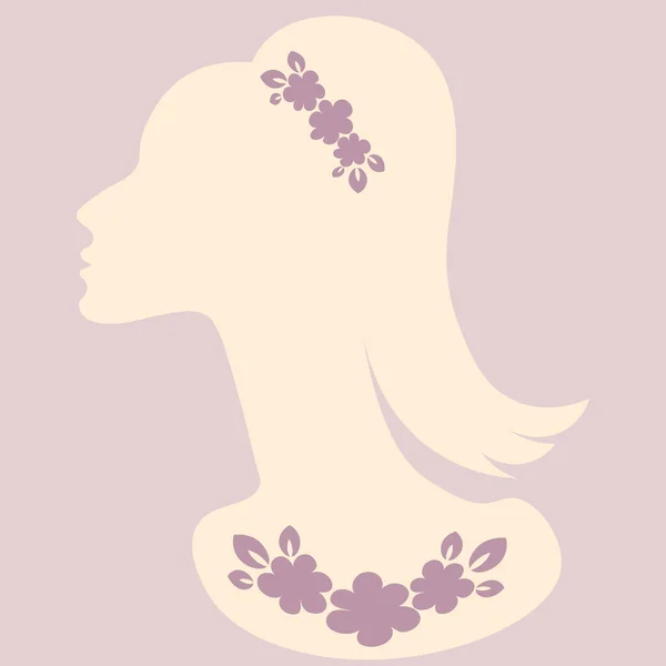 Illustration Square Background Elegant Female Head Profile Jewelry Banner Advertising — Vetor de Stock