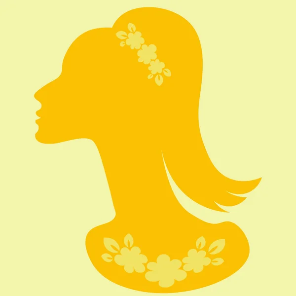 Illustration Square Background Elegant Female Head Profile Jewelry Banner Advertising — стоковый вектор