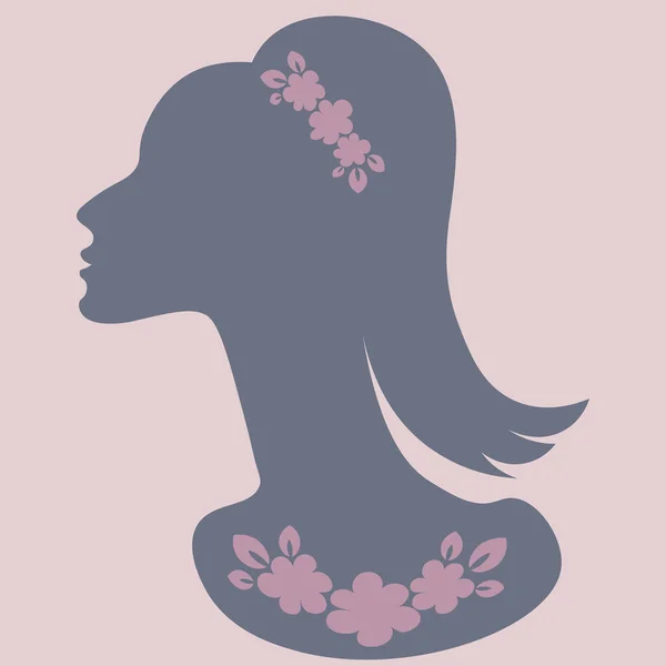 Illustration Square Background Elegant Female Head Profile Jewelry Banner Advertising — Stockvektor