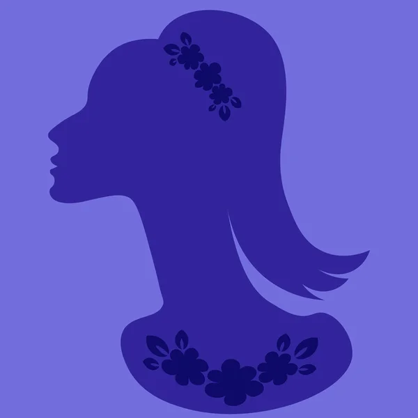 Ilustrace Čtvercovém Pozadí Elegantní Ženská Hlava Profilu Šperky Banner Pro — Stockový vektor