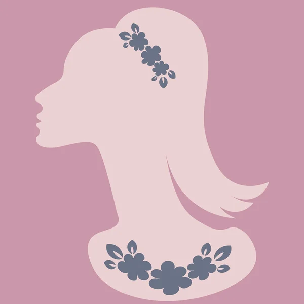 Illustration Square Background Elegant Female Head Profile Jewelry Banner Advertising — Stock Vector
