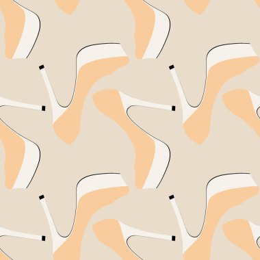 Illustration Seamless pattern on a square background - beautiful shoes on a high platform and thin heels. Design element of books, notebooks, postcards, interior items. Wallpapers, textiles, packaging, background for a website, mobile application or 