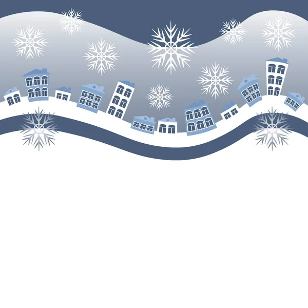 Illustration Square Background Website Cap Postcard Book Winter Village Houses — Wektor stockowy