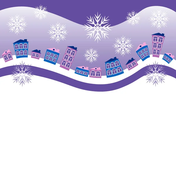 Illustration Square Background Website Cap Postcard Book Winter Village Houses — Wektor stockowy