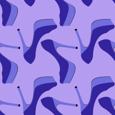 Illustration Seamless pattern on a square background - beautiful shoes on a high platform and thin heels. Design