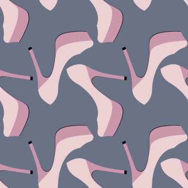 Illustration Seamless pattern on a square background - beautiful shoes on a high platform and thin heels. Design